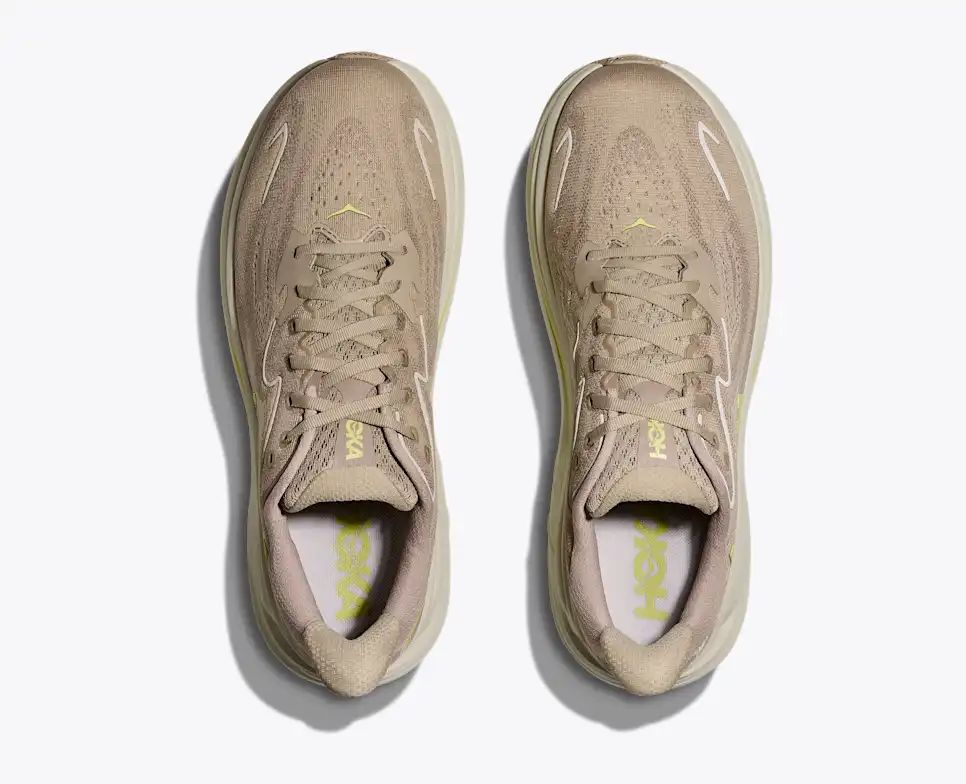 HOKA Clifton 10 Women's Men's Shoes | Beige & Light Green Mesh Running Sneakers