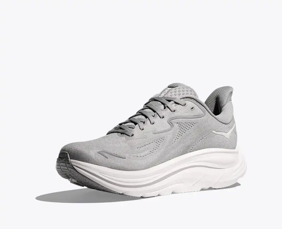 HOKA Clifton 10 Women's Men's Shoes | Gray & White Mesh Running Sneakers