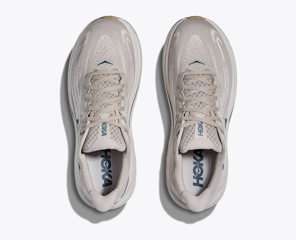 HOKA Clifton 10 Women's Men's Shoes | Beige & Dark Blue Mesh Running Sneakers