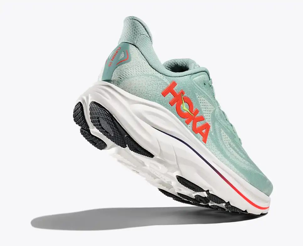 HOKA Clifton 10 Women's Men's Shoes | Mint Green & Orange Mesh Running Sneakers