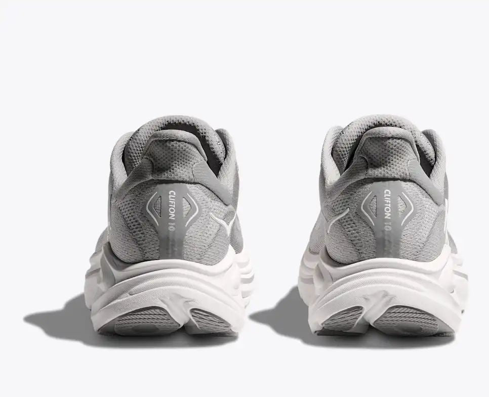 HOKA Clifton 10 Women's Men's Shoes | Gray & White Mesh Running Sneakers