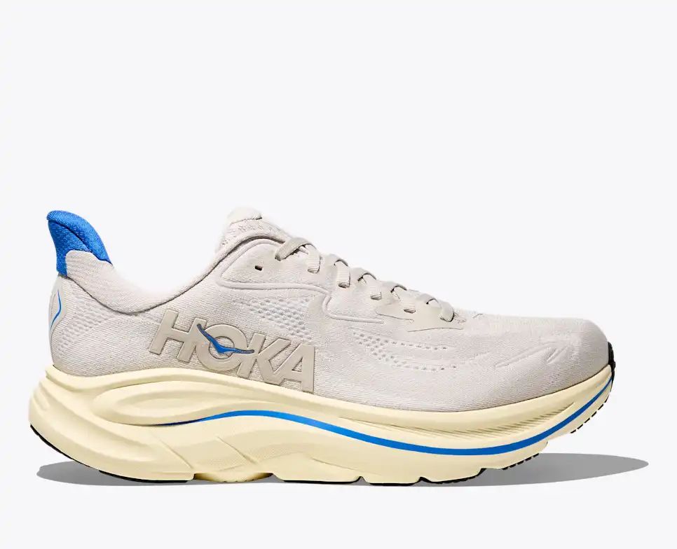 HOKA Clifton 10 Women's Men's Shoes | Off-White & Blue Mesh Running Sneakers