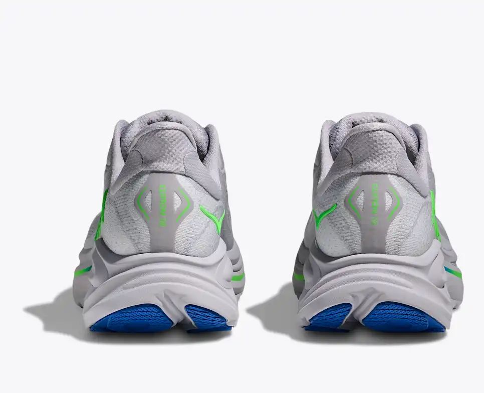 HOKA Clifton 10 Women's Men's Shoes | Light Gray & Green Mesh Running Sneakers