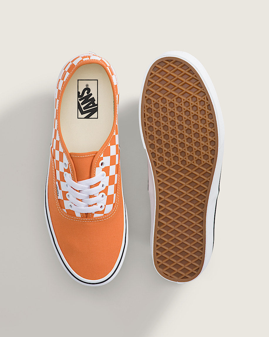 Vans Authentic Orange-White Checkerboard slip on shoes mens vans womens vans shoes slip on