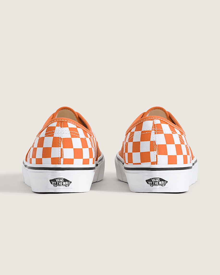 Vans Authentic Orange-White Checkerboard slip on shoes mens vans womens vans shoes slip on