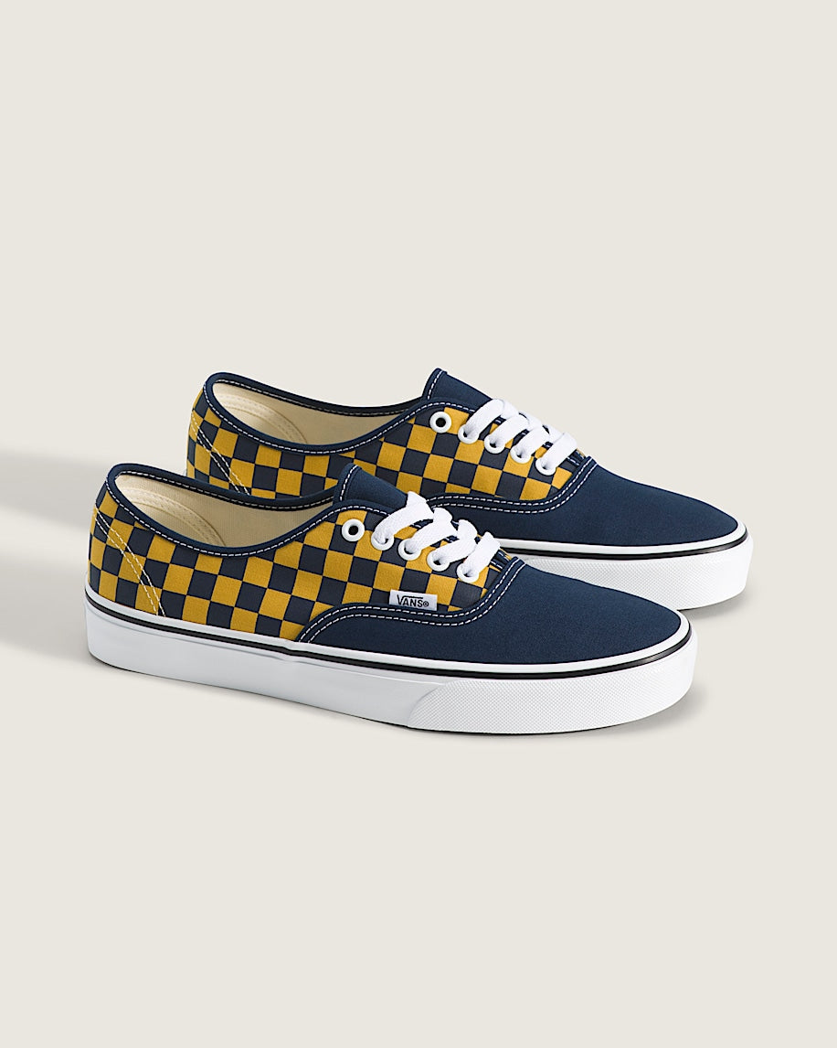 Vans Authentic Navy-Yellow Checkerboard slip on shoes mens vans womens vans shoes slip on