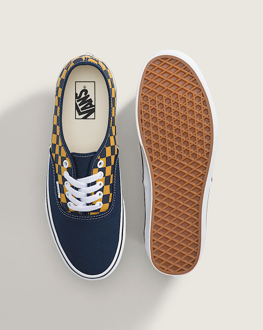 Vans Authentic Navy-Yellow Checkerboard slip on shoes mens vans womens vans shoes slip on