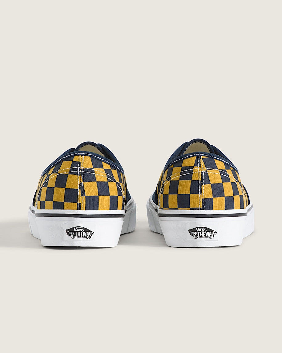 Vans Authentic Navy-Yellow Checkerboard slip on shoes mens vans womens vans shoes slip on