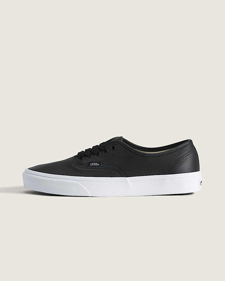 Vans Authentic Black Leather White Sole slip on shoes mens vans womens vans shoes slip on