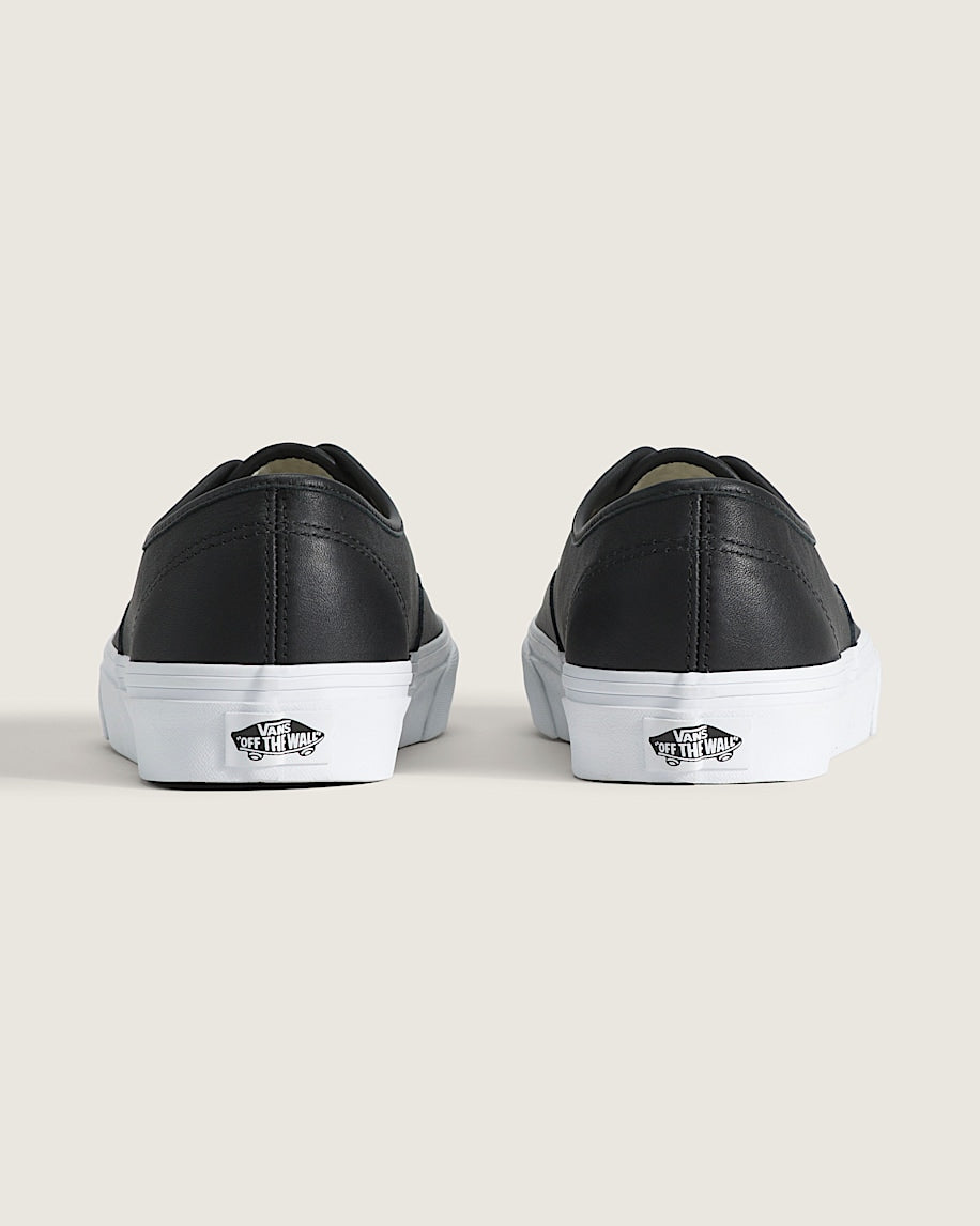 Vans Authentic Black Leather White Sole slip on shoes mens vans womens vans shoes slip on