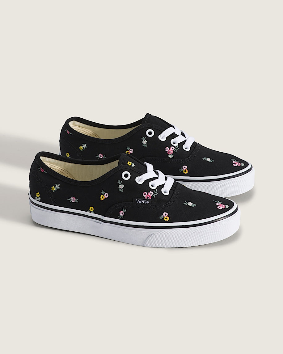 Vans Authentic Black Embroidered Tiny Floral slip on shoes mens vans womens vans shoes slip on