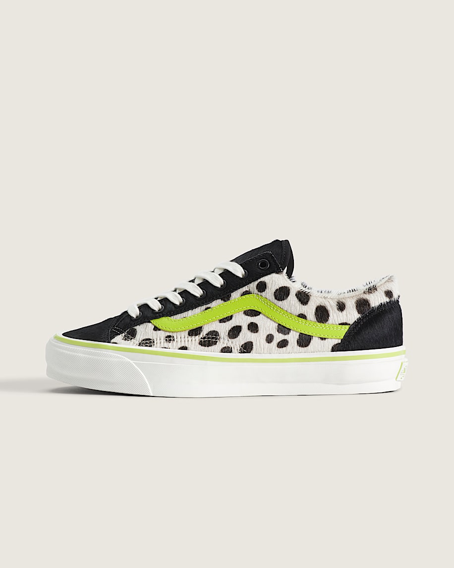 Vans Old Skool 36 Dalmatian Lime Green Pony Hair slip on shoes mens vans womens vans shoes slip on