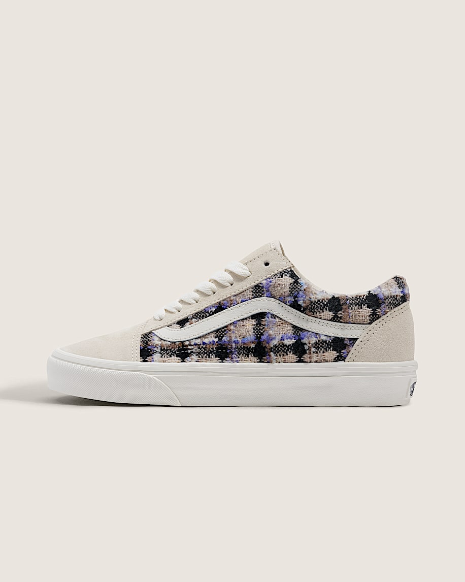 Vans Old Skool Cream Purple Plaid Tweed slip on shoes mens vans womens vans shoes slip on
