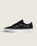 Vans Old Skool Black White Rose Embroidery slip on shoes mens vans womens vans shoes slip on