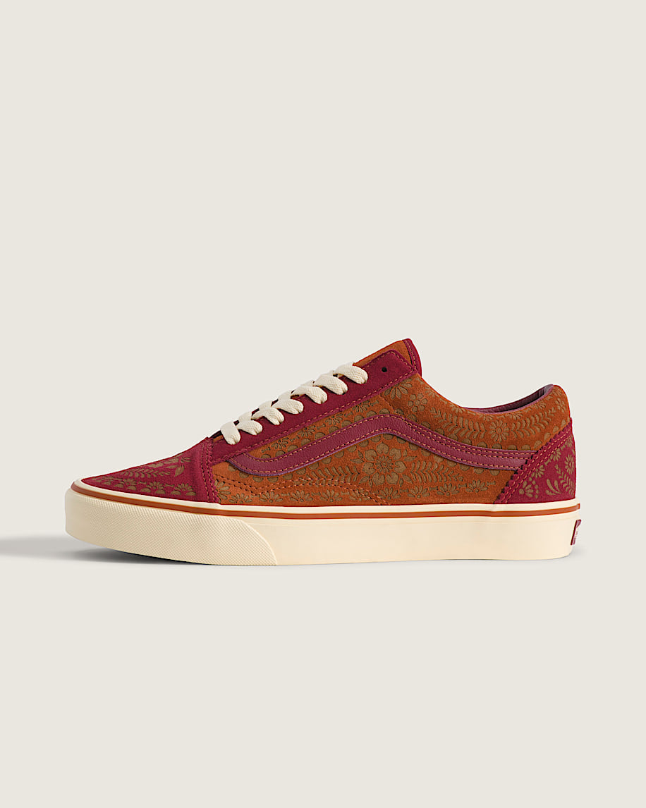 Vans Old Skool Red Orange Floral Print slip on shoes mens vans womens vans shoes slip on