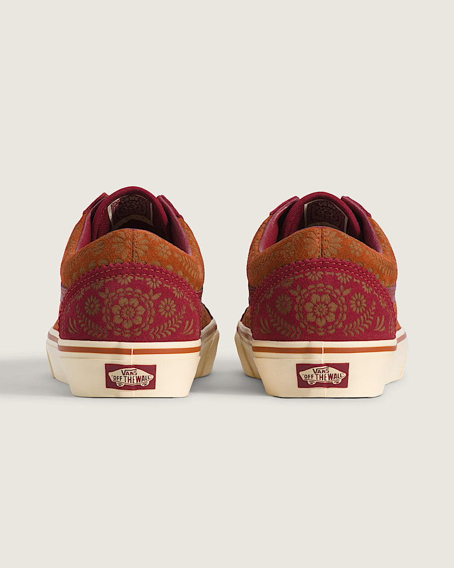 Vans Old Skool Red Orange Floral Print slip on shoes mens vans womens vans shoes slip on