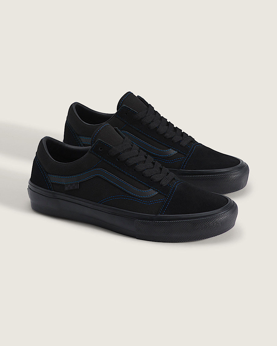 Vans Old Skool Black With Blue Stitching slip on shoes mens vans womens vans shoes slip on