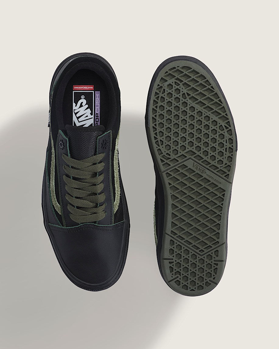 Vans Old Skool Skate Black Olive Green slip on shoes mens vans womens vans shoes slip on