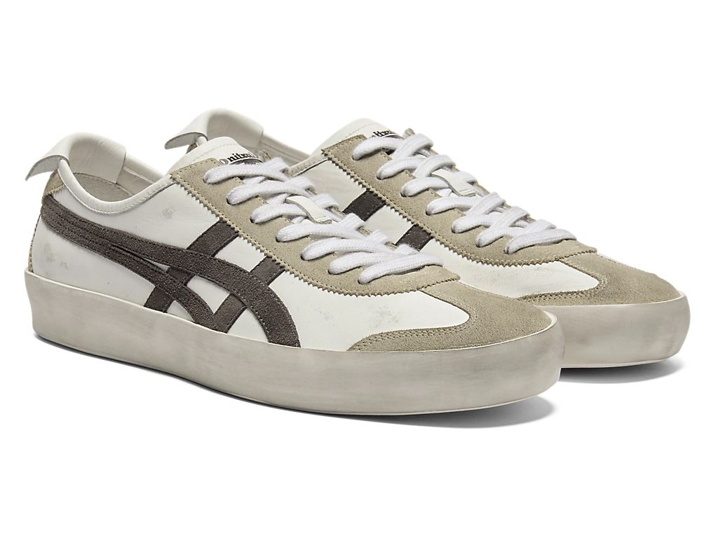 Onitsuka Tiger Mexico 66 Unisex Sneakers – Vintage White Taupe Brown Stripe  running shoes women asics mens shoes