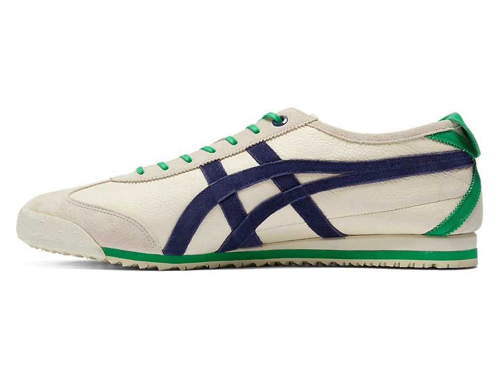 Onitsuka Tiger Mexico 66 Unisex Sneakers – Cream Navy Green Stripe  running shoes women asics mens shoes