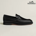 Hermès Black Leather Loafer with Single Buckle