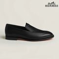 Hermès Black Smooth Leather Loafer with Embossed Logo