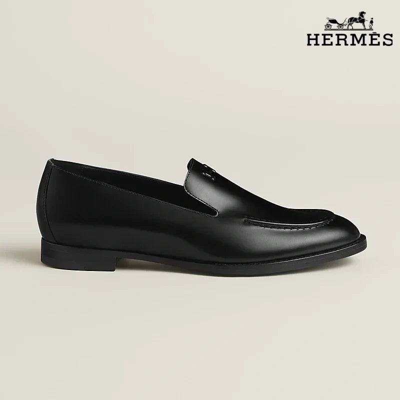Hermès Black Leather Loafer with Kelly Buckle
