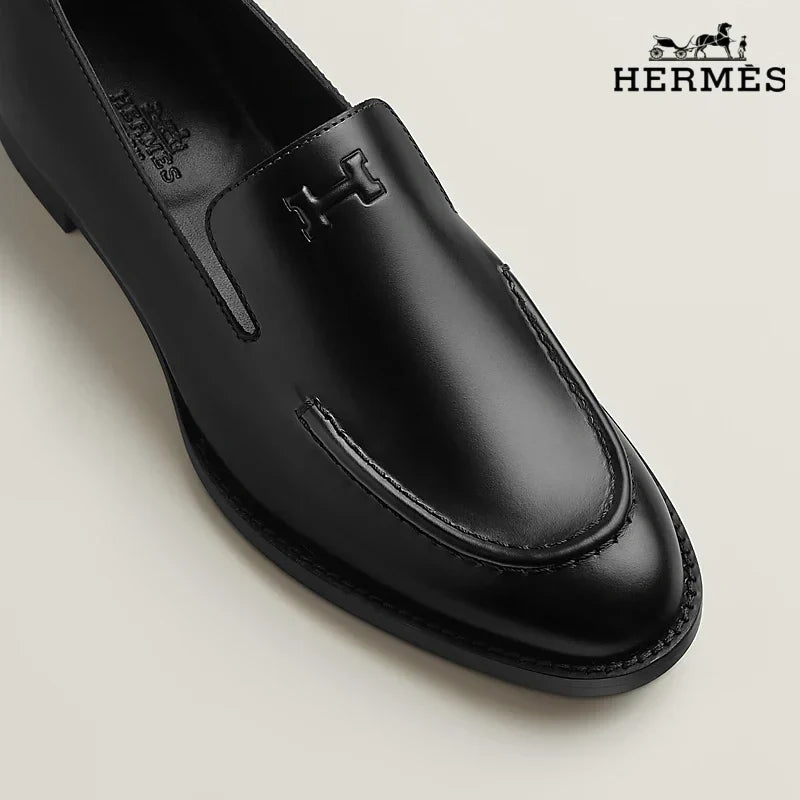 Hermès Black Leather Loafer with Kelly Buckle