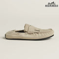 Hermès Beige Suede Mule Loafer with Tassel