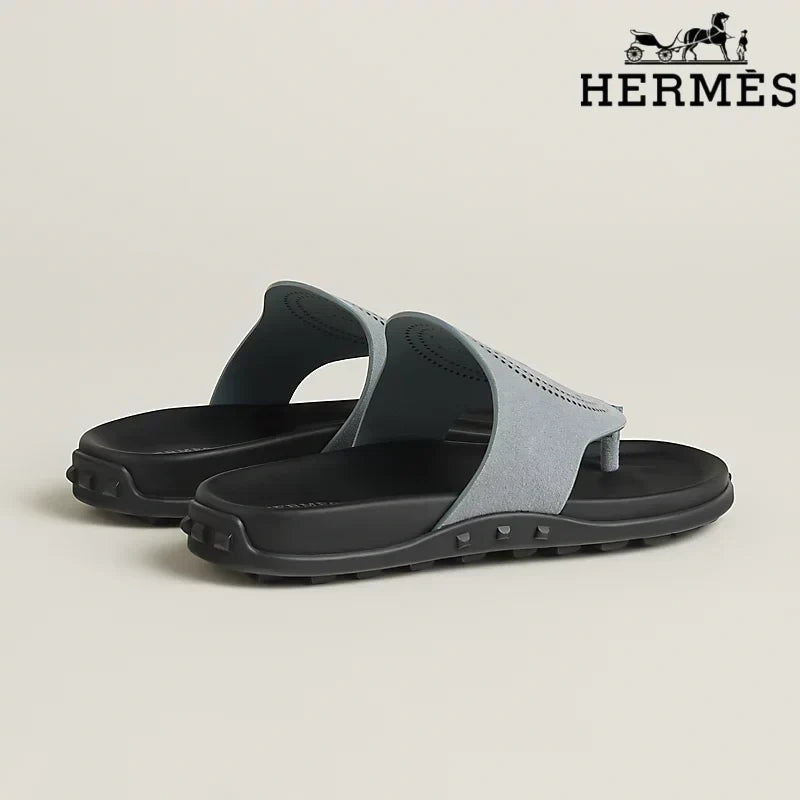 Hermès Multicolor Suede Flat Slide Sandals