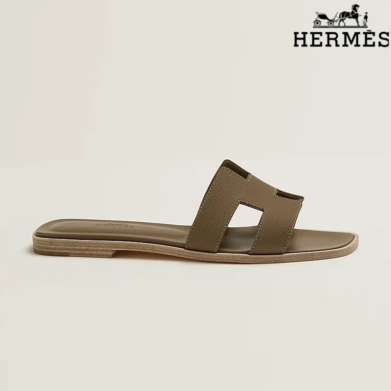Hermès Oran Taupe Flat Sandal