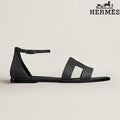 Hermès Santorini Black Flat Sandals