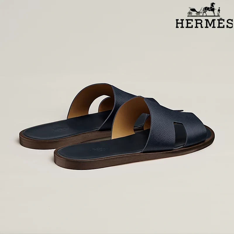 Hermès Oran Navy Flat Sandals