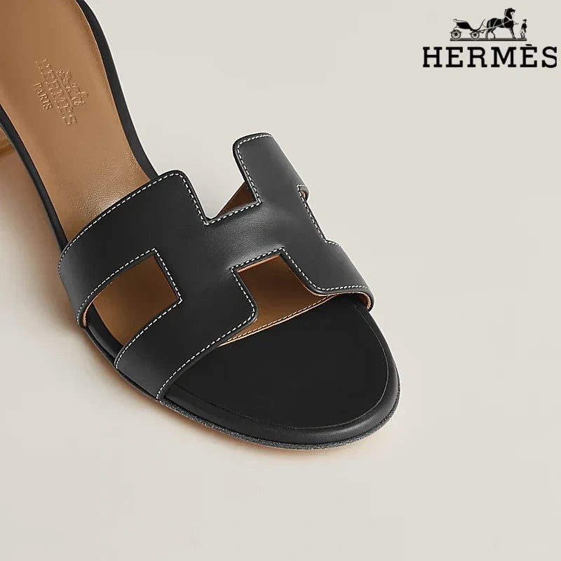 Hermès Brown Leather Oran Slide Sandals