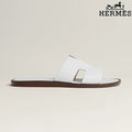 Hermès  female slides White Leather Oran Slide Sandals