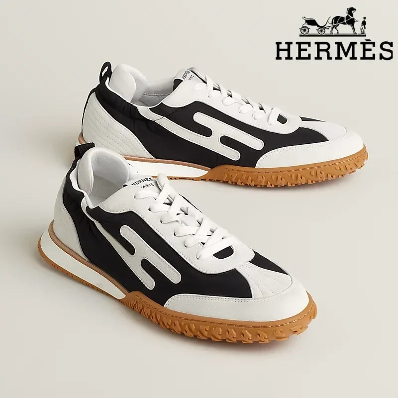 Hermès Black White Suede Sneakers