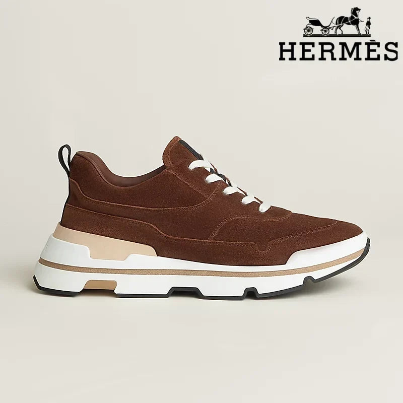 Hermès Brown Suede Platform Sneakers
