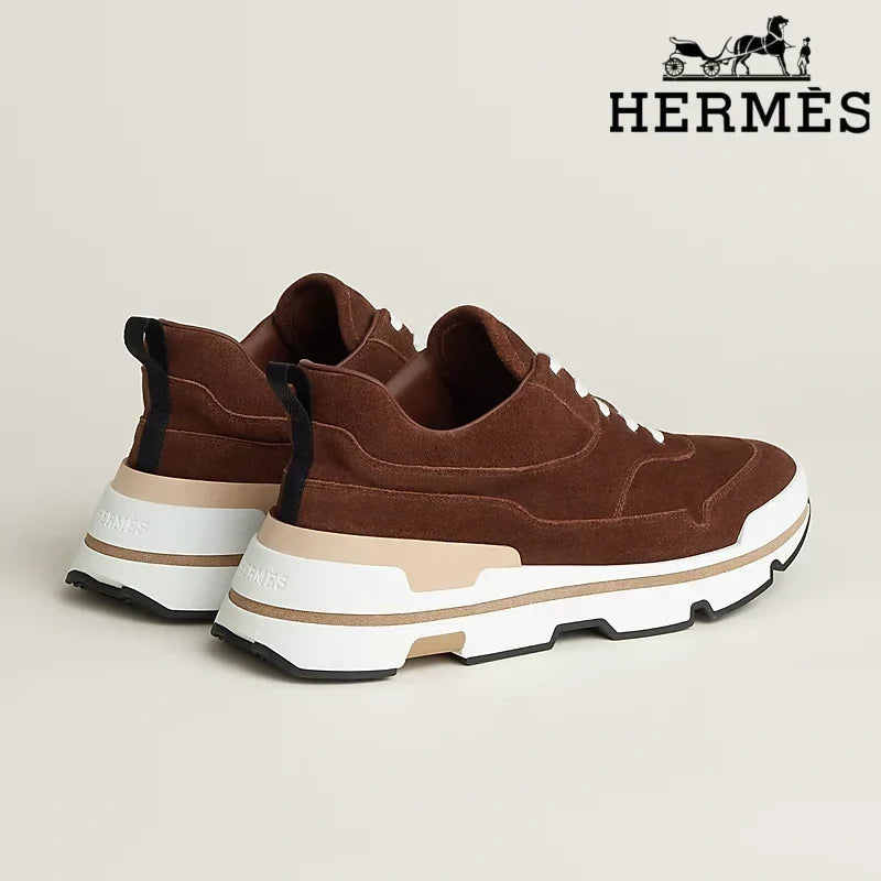 Hermès Brown Suede Platform Sneakers