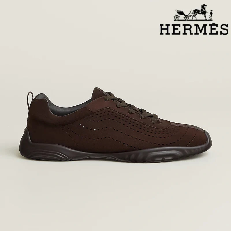 Hermès Dark Brown Perforated Sneakers