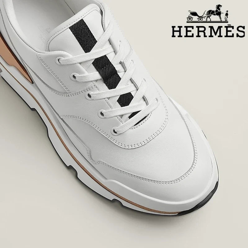 Hermès womens shoes men sneaker White Leather Platform Sneakers