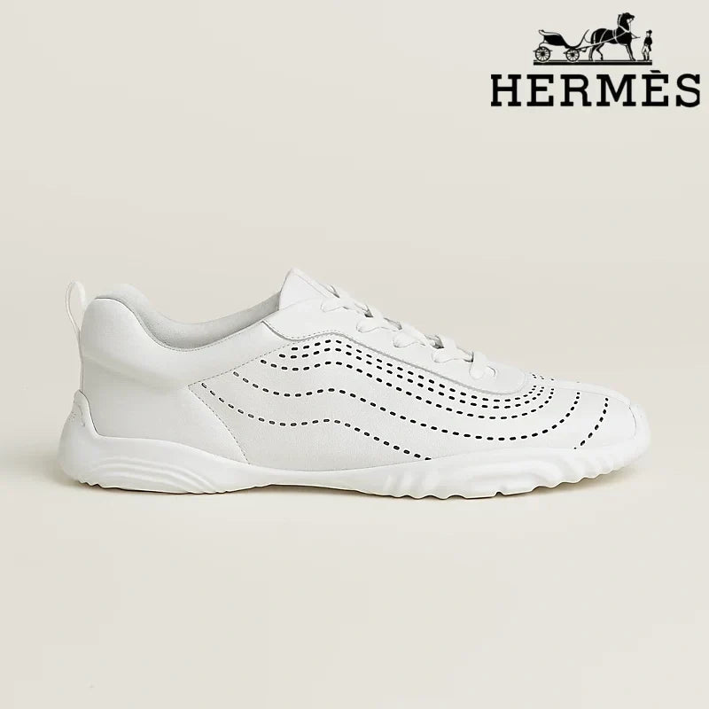 Hermès womens shoes men sneaker White Perforated Leather Sneakers
