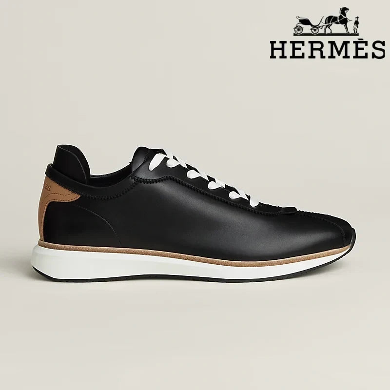 Hermès Black Leather Low Top Sneakers