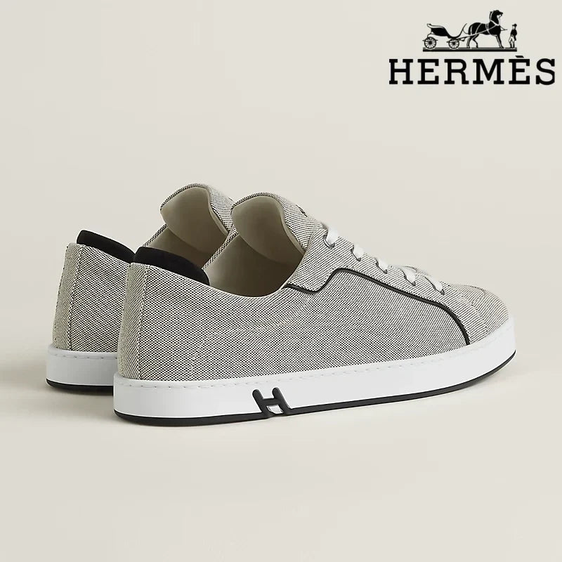 Hermès Grey Canvas Low Top Sneakers