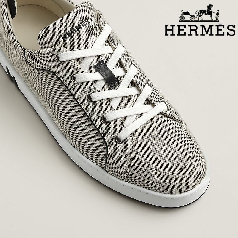 Hermès Grey Canvas Low Top Sneakers
