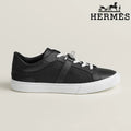 Hermès Black Leather Mesh Low Top Sneakers