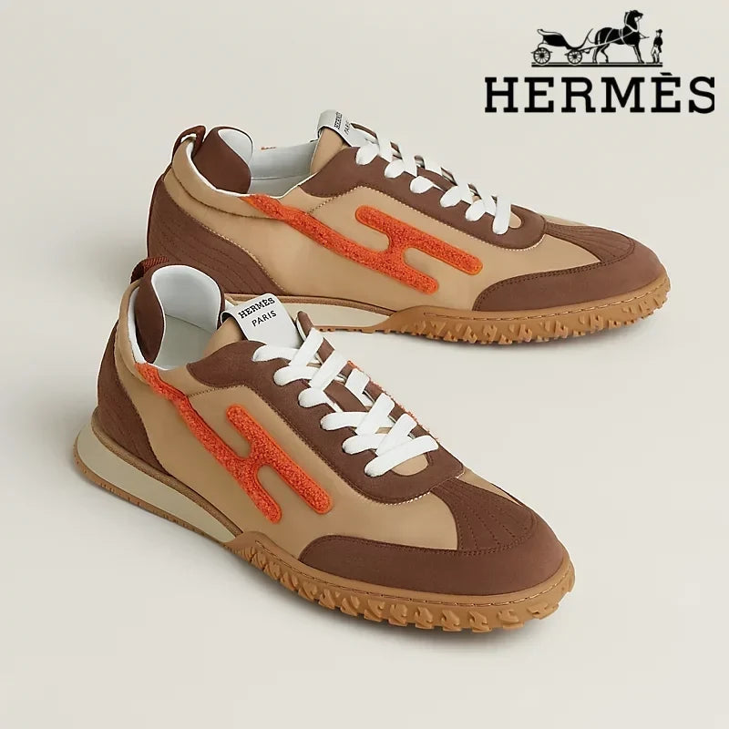 Hermès womens shoes men sneaker Trail Beige Brown Orange Sneaker