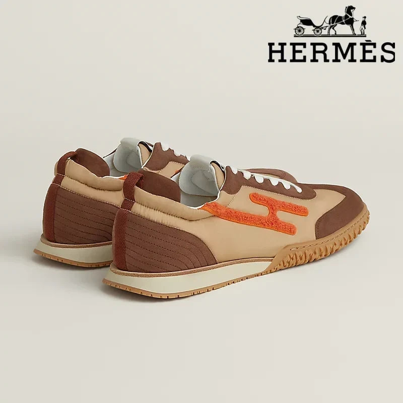 Hermès womens shoes men sneaker Trail Beige Brown Orange Sneaker