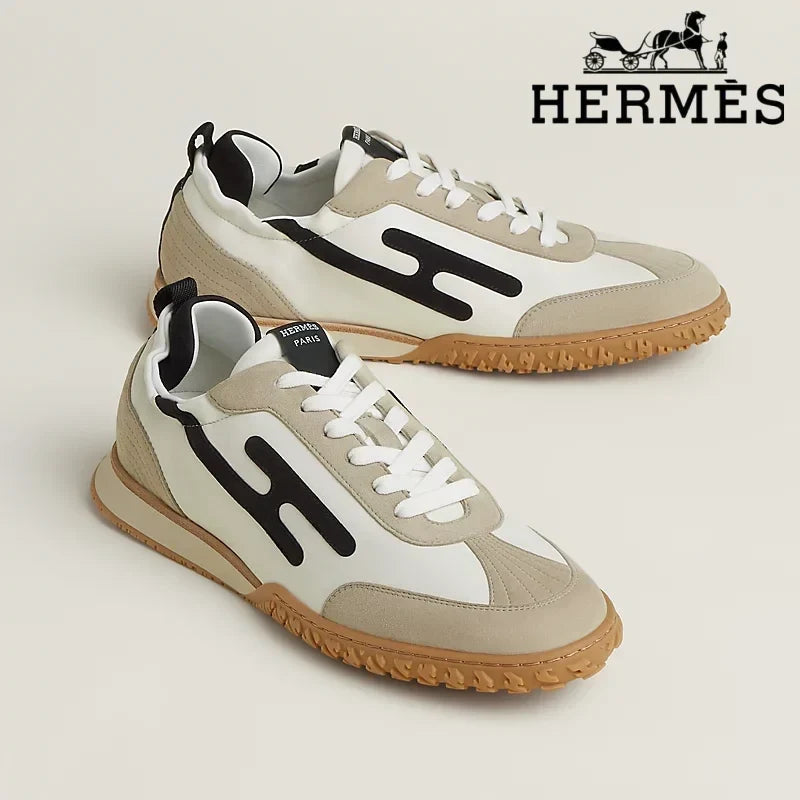 Hermès womens shoes men sneaker Trail White Beige Black Sneaker