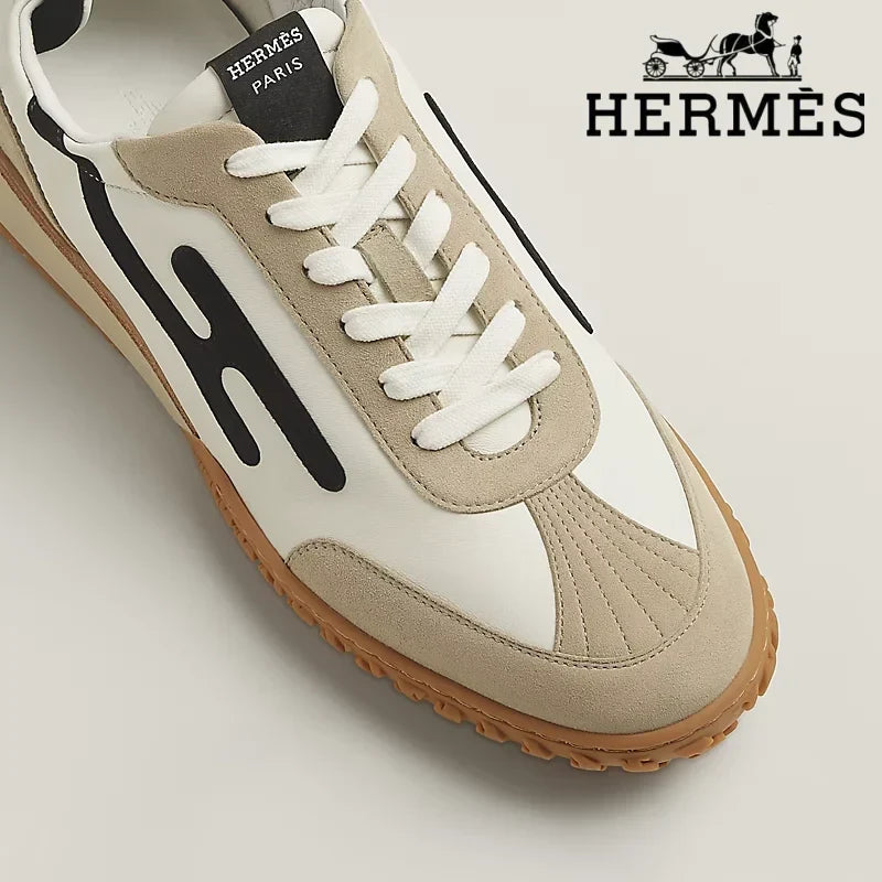 Hermès womens shoes men sneaker Trail White Beige Black Sneaker