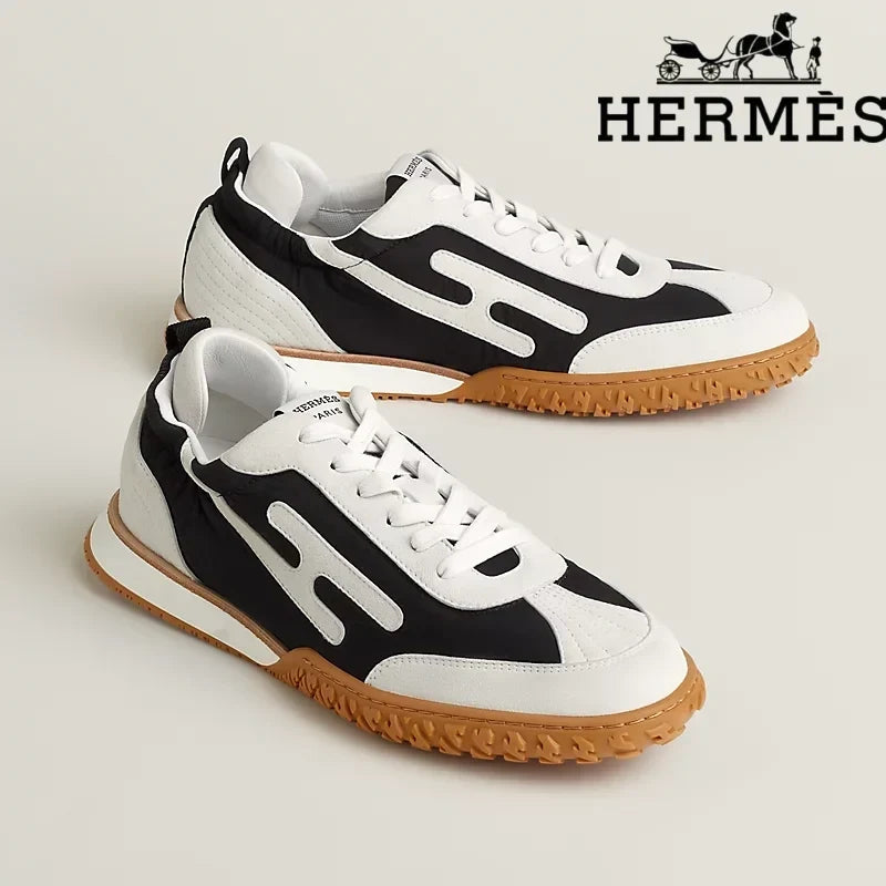 Hermès Black And White Mix Material Sneaker